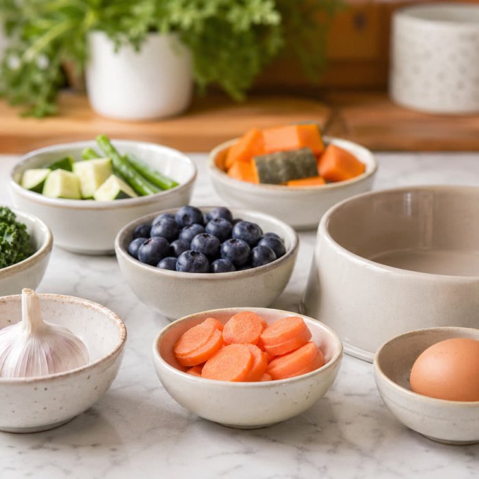 Carefully separated dog-safe ingredients for misunderstood food articles